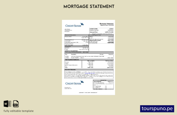 listo para imprimir el extracto de hipoteca del banco suizo Credit Suisse en for